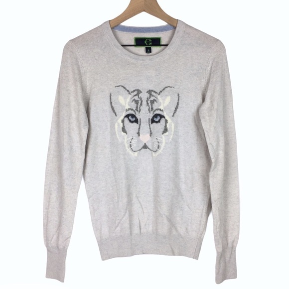 C WONDER Sweater Cashmere Lambswool Blend Snow Tiger Neutral Colors Small NWT - Picture 9 of 9